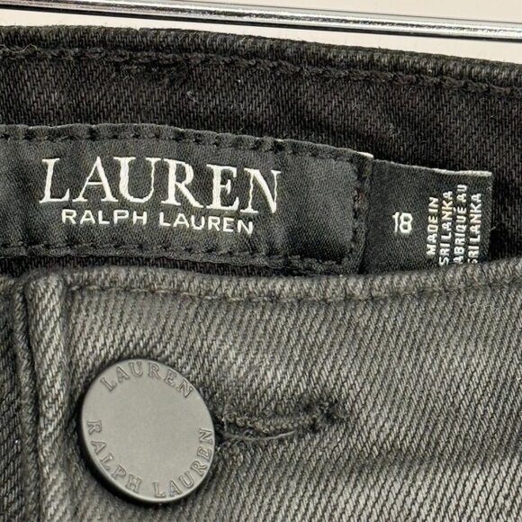 Ralph Lauren Womens Curvy Skinny Jeans Size 18 coated denim Black new $125 - Picture 5 of 15